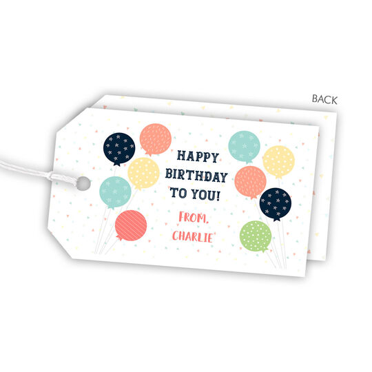 Blue Colorful Balloons Hanging Gift Tags
